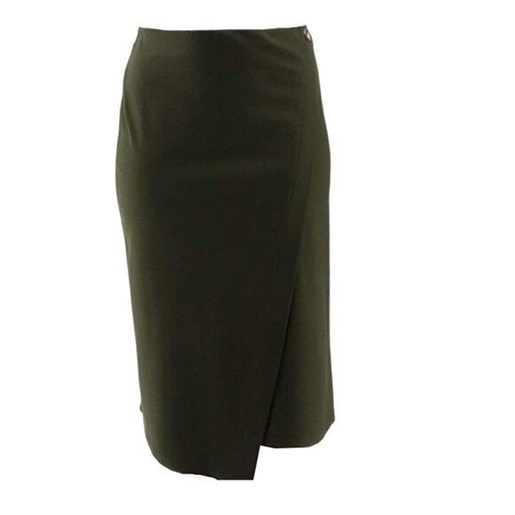 Slinky Brand Faux-Wrap Ponte Midi Skirt 689-919 - Picture 1 of 6